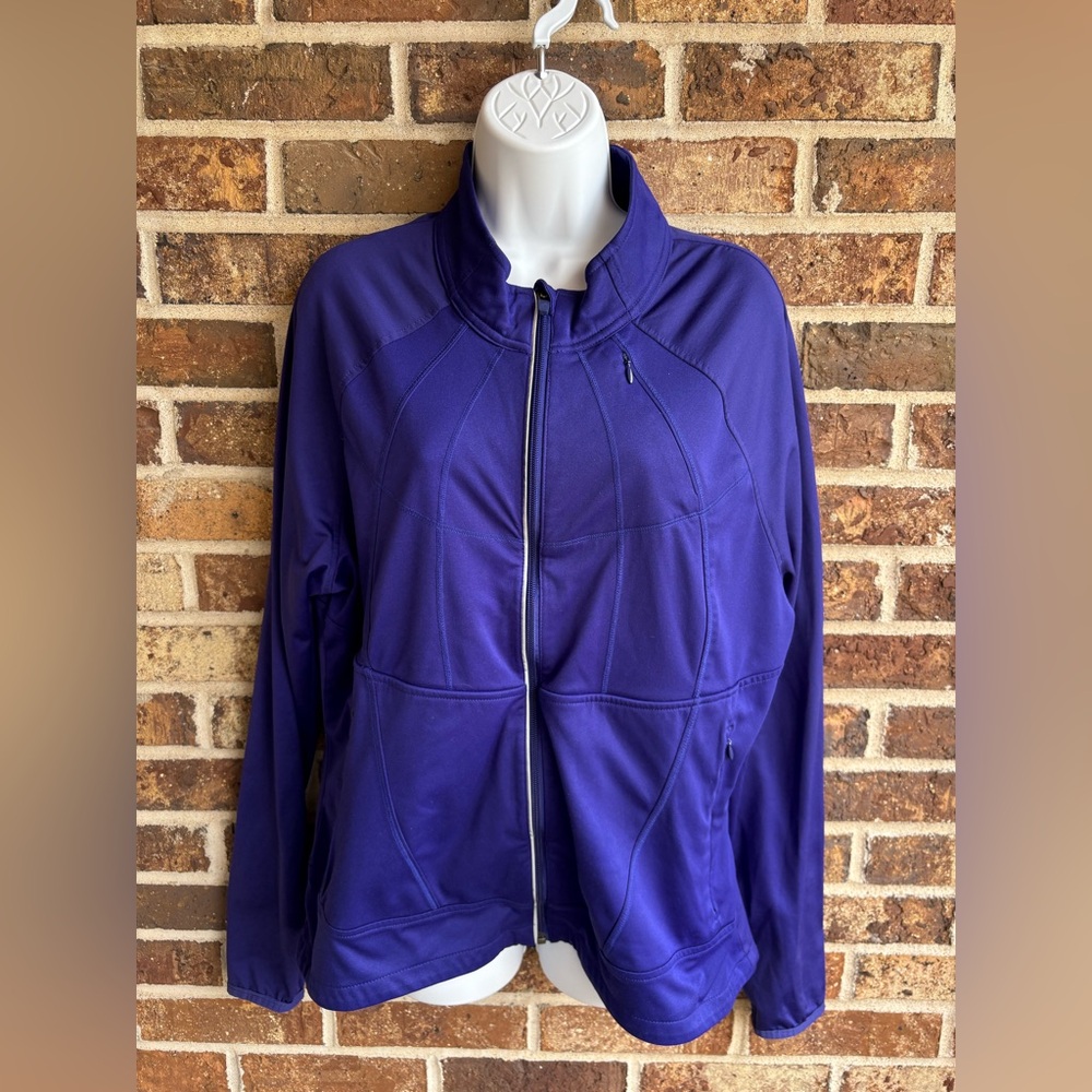 Athleta 1X Twilight Royal Blue Full Zip Run Stretch Athletic Jacket